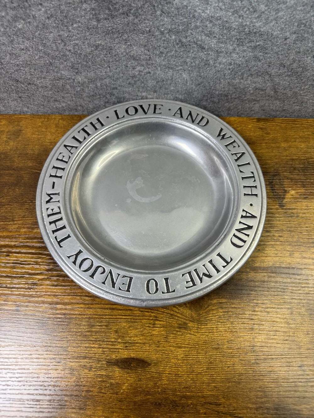Wilton Armetale RWP Pewter Health Love And Wealth Toast Plate Bowl